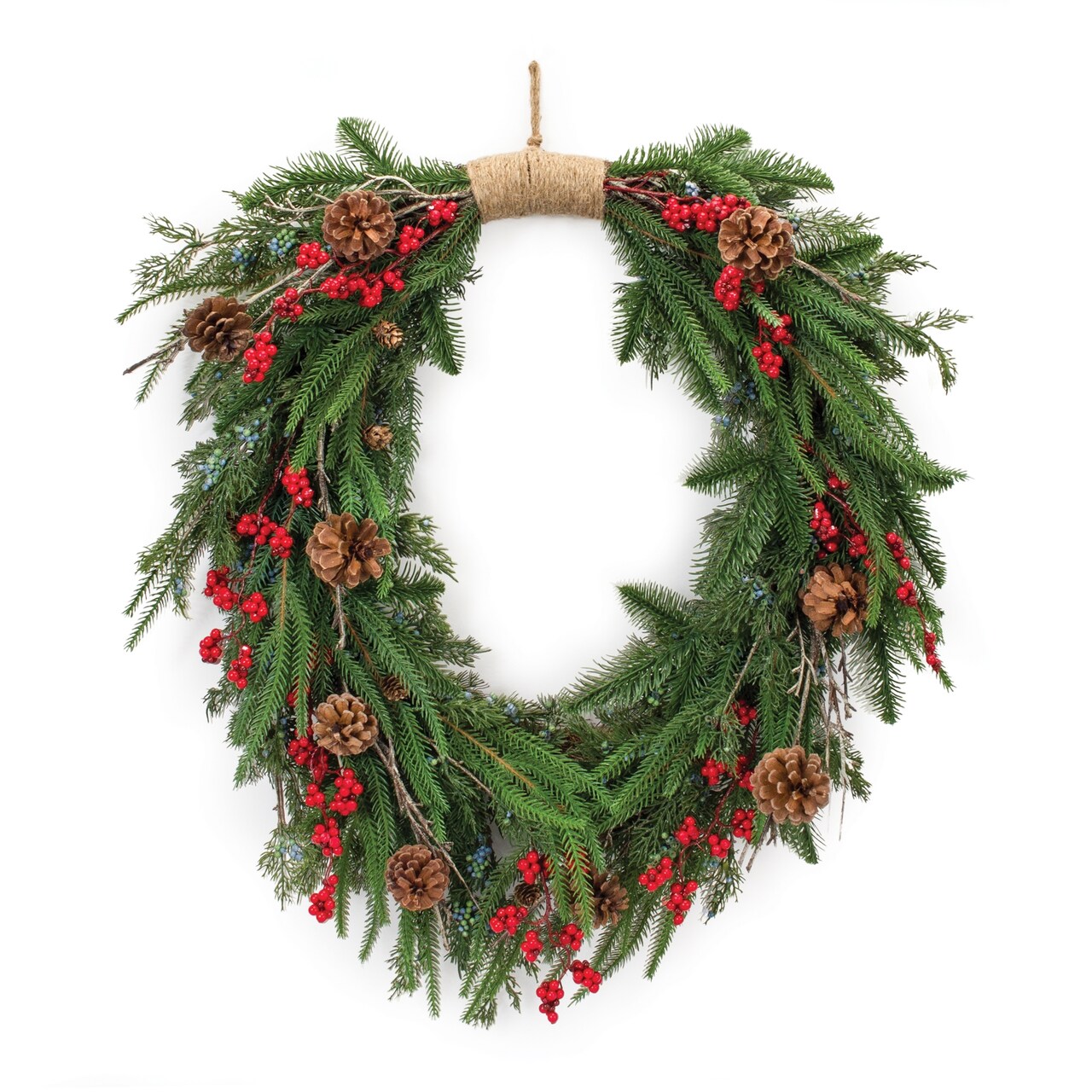 Melrose Pinecone and Berry Artificial Christmas Wreath, 30-Inch, Unlit